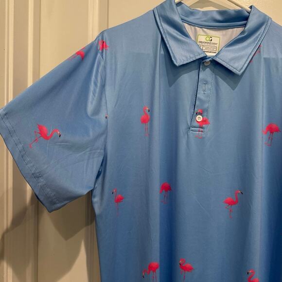 MSRP $99.97 NWOT Obnoxious Flamingo Cool Tech Performance Golf Polo Size L-XL - Picture 4 of 8